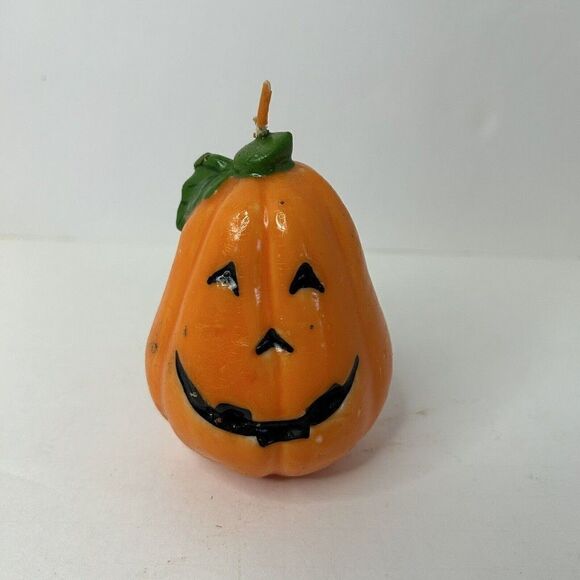 Vintage Halloween Smiling Pumpkin Jack o lantern  6” Candle New - Picture 1 of 4